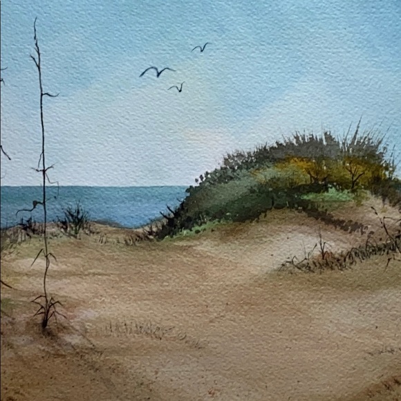 ORIGINAL Signed WATERCOLOR SAND DUNE BEACH - Picture 11 of 16